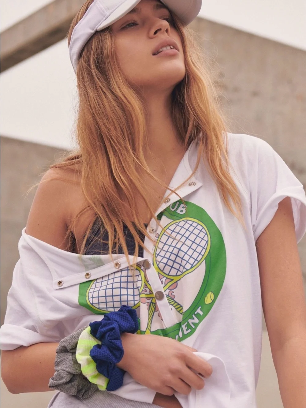 Free‎ People Movement Inhale Henley Tennis Pickleball White Graphic Size XS
